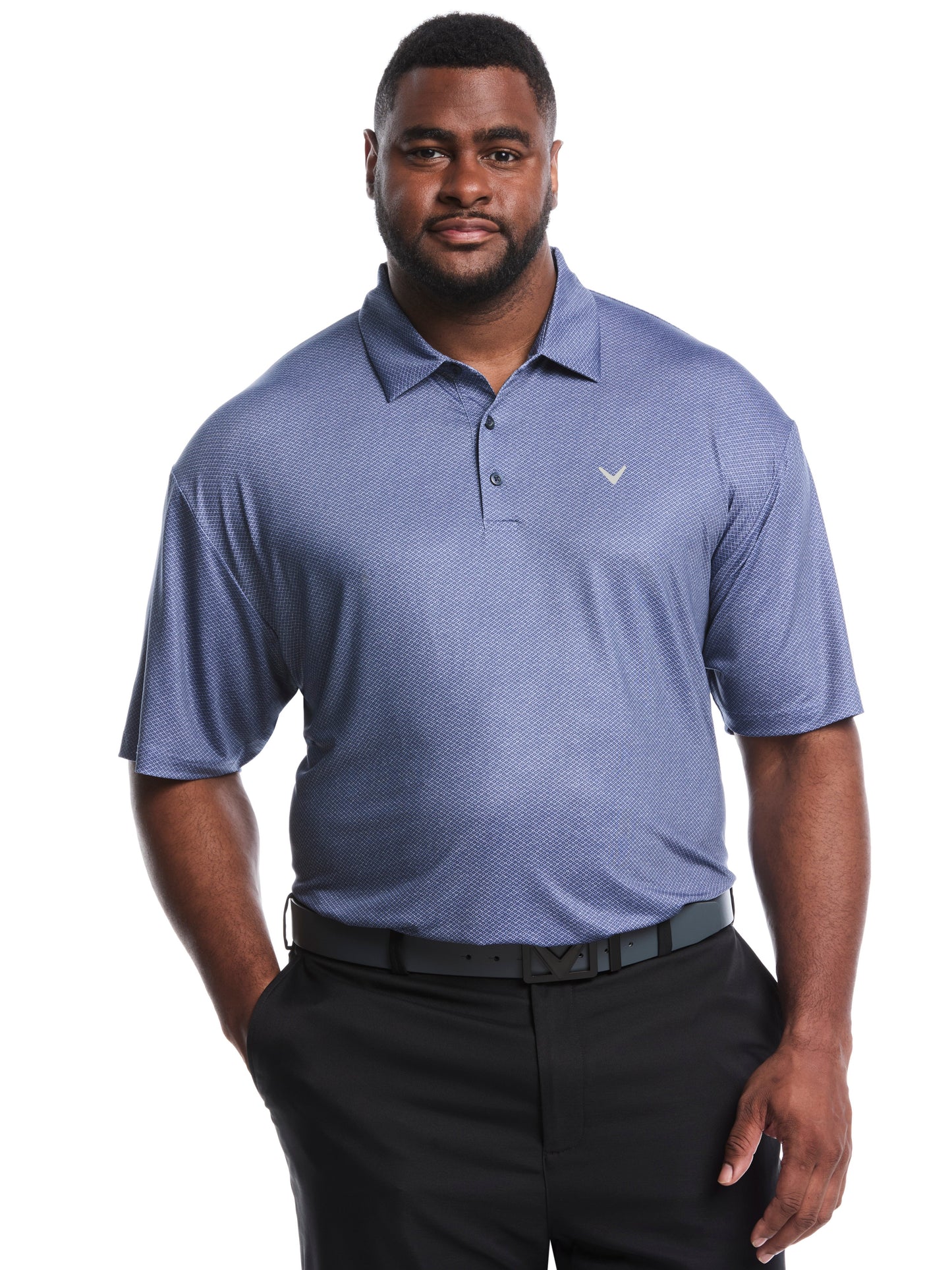 Big & Tall Heather Geo Print Golf Polo (Peacoat)