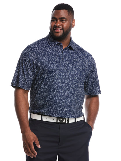 Big & Tall Chevron Print Golf Polo (Bright White/Peacoat) 