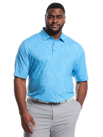 Big & Tall Chevron Print Golf Polo (Bright White/Peacoat) 