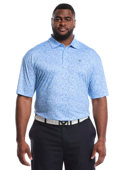 Big & Tall Confetti Chevron All Over Polo (Latte/ Bright White) 