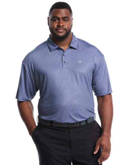 Big & Tall Heather Geo Print Golf Polo (Peacoat) 