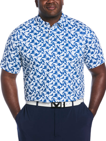 Big & Tall Layered Floral Print Polo (Galaxy Blue) 