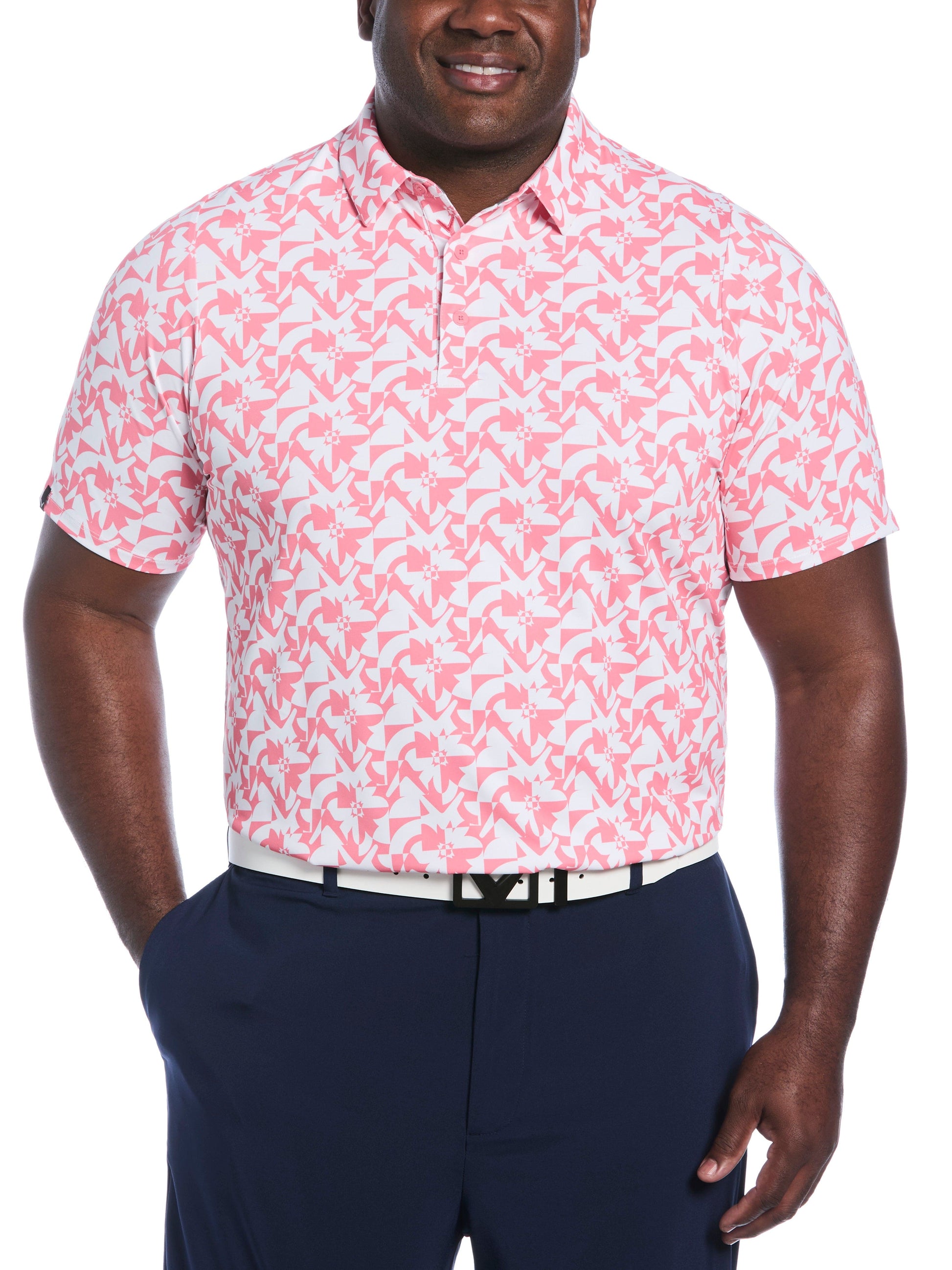 Big & Tall Layered Floral Print Polo (Galaxy Blue) 