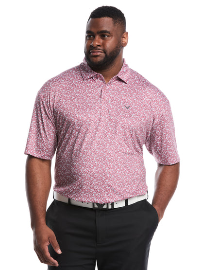Big & Tall Polaroid Confetti Print Polo (Bright White) 