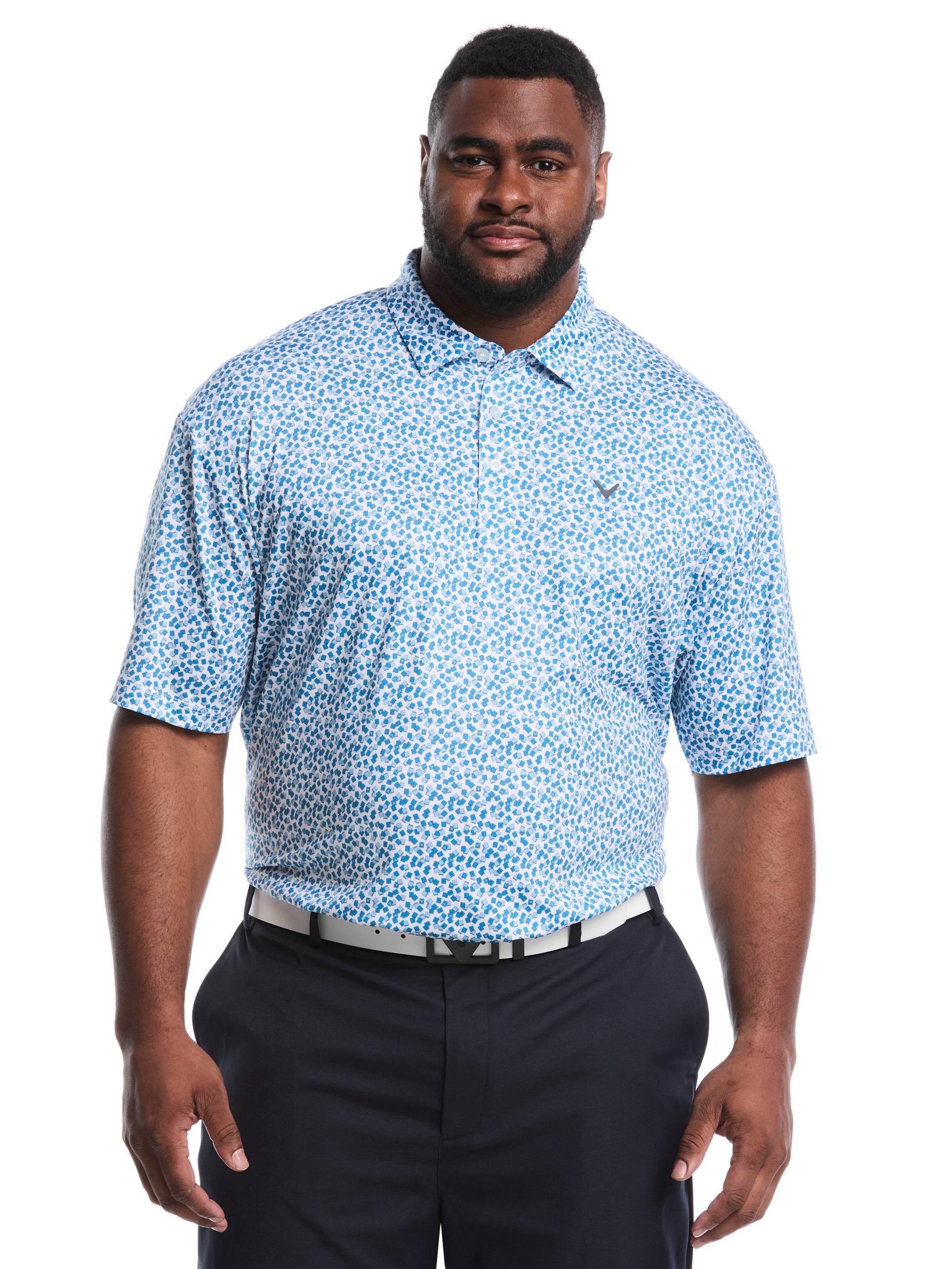 Big & Tall Polaroid Confetti Print Polo (Bright White) 