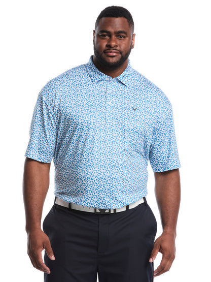 Big & Tall Polaroid Confetti Print Polo (Bright White) 