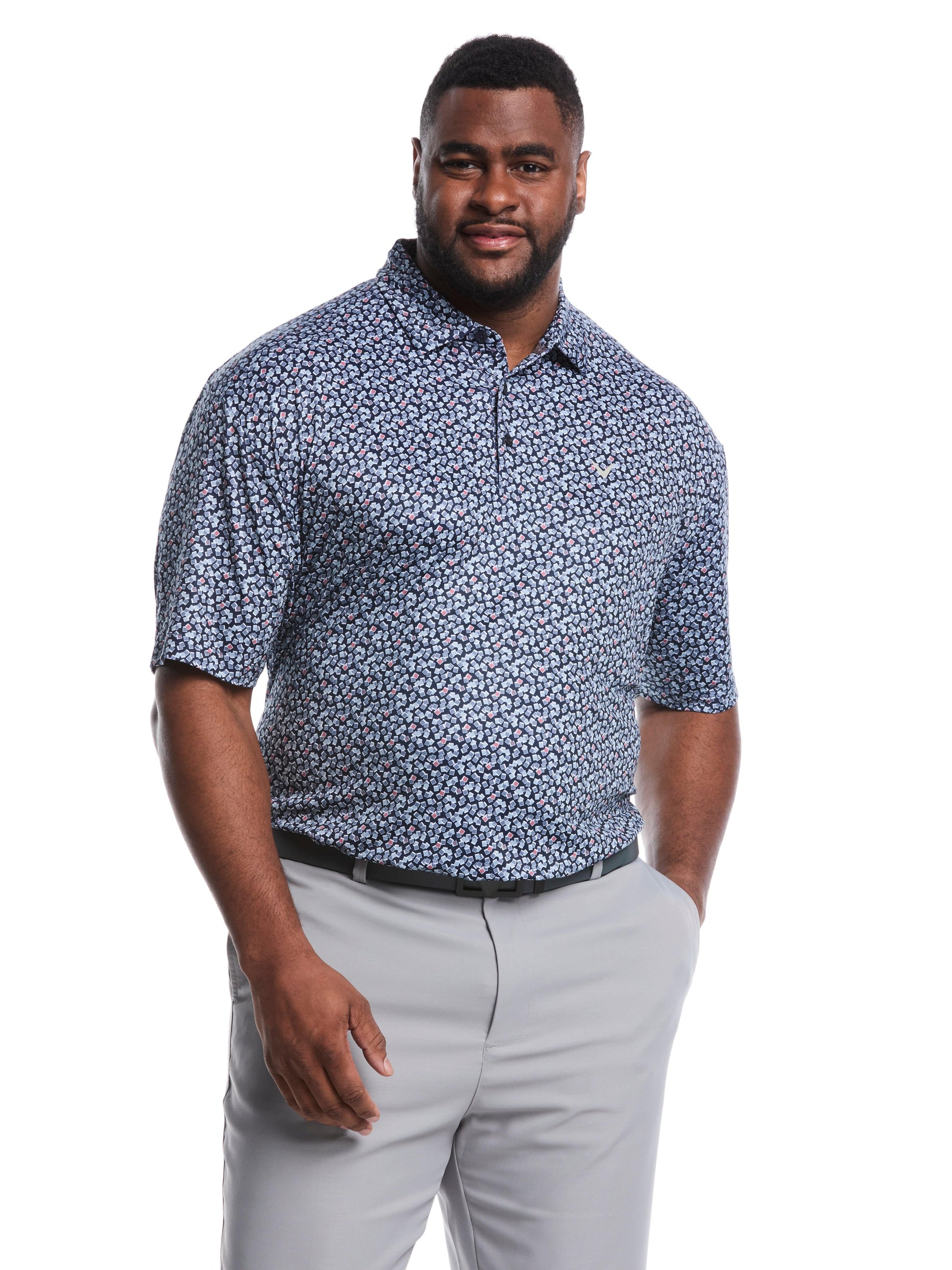 Big & Tall Polaroid Confetti Print Polo (Bright White) 