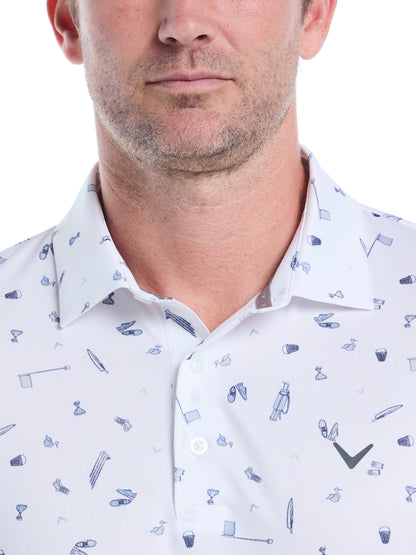 Callaway Mens All Over Tee Time Print Polo
