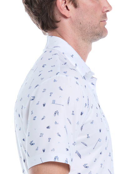 Callaway Mens All Over Tee Time Print Polo