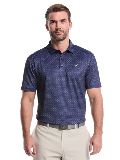 Chevron Print Golf Polo Shirt (Brilliant Blue) 