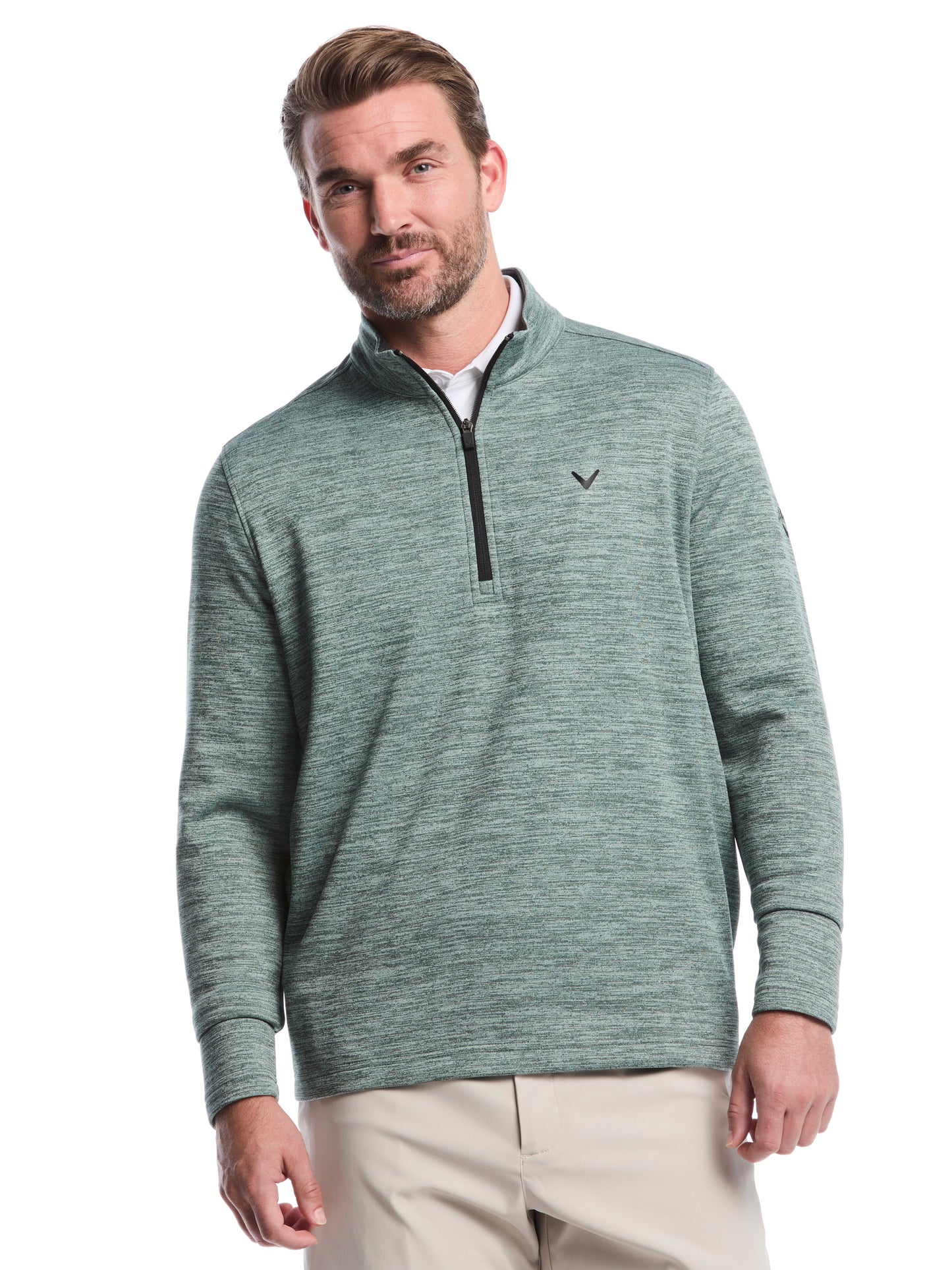 Fleece 1/4 Zip Golf Base Layer (Black Heather) 