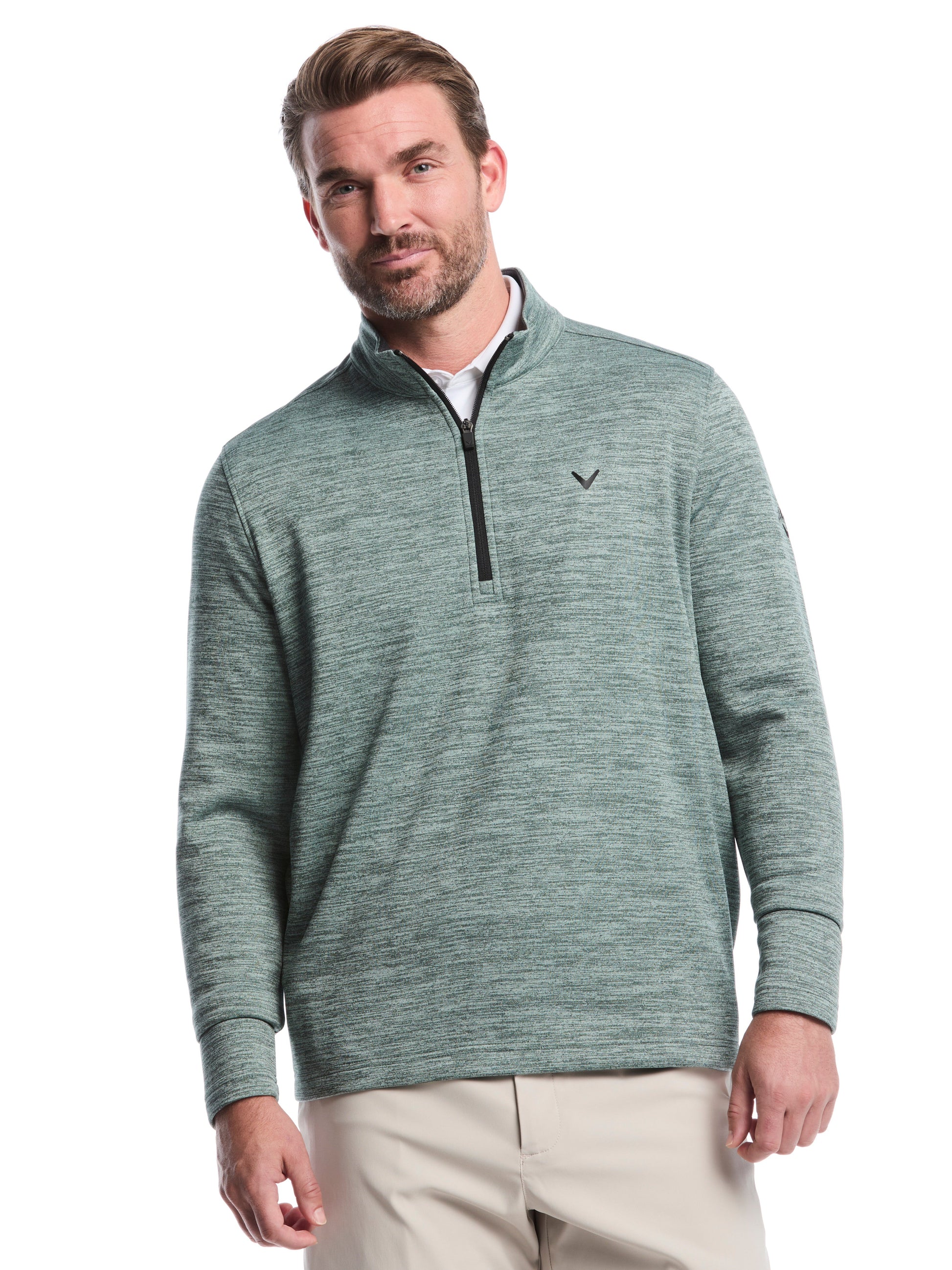 Fleece 1/4 Zip Golf Base Layer (Black Heather) 