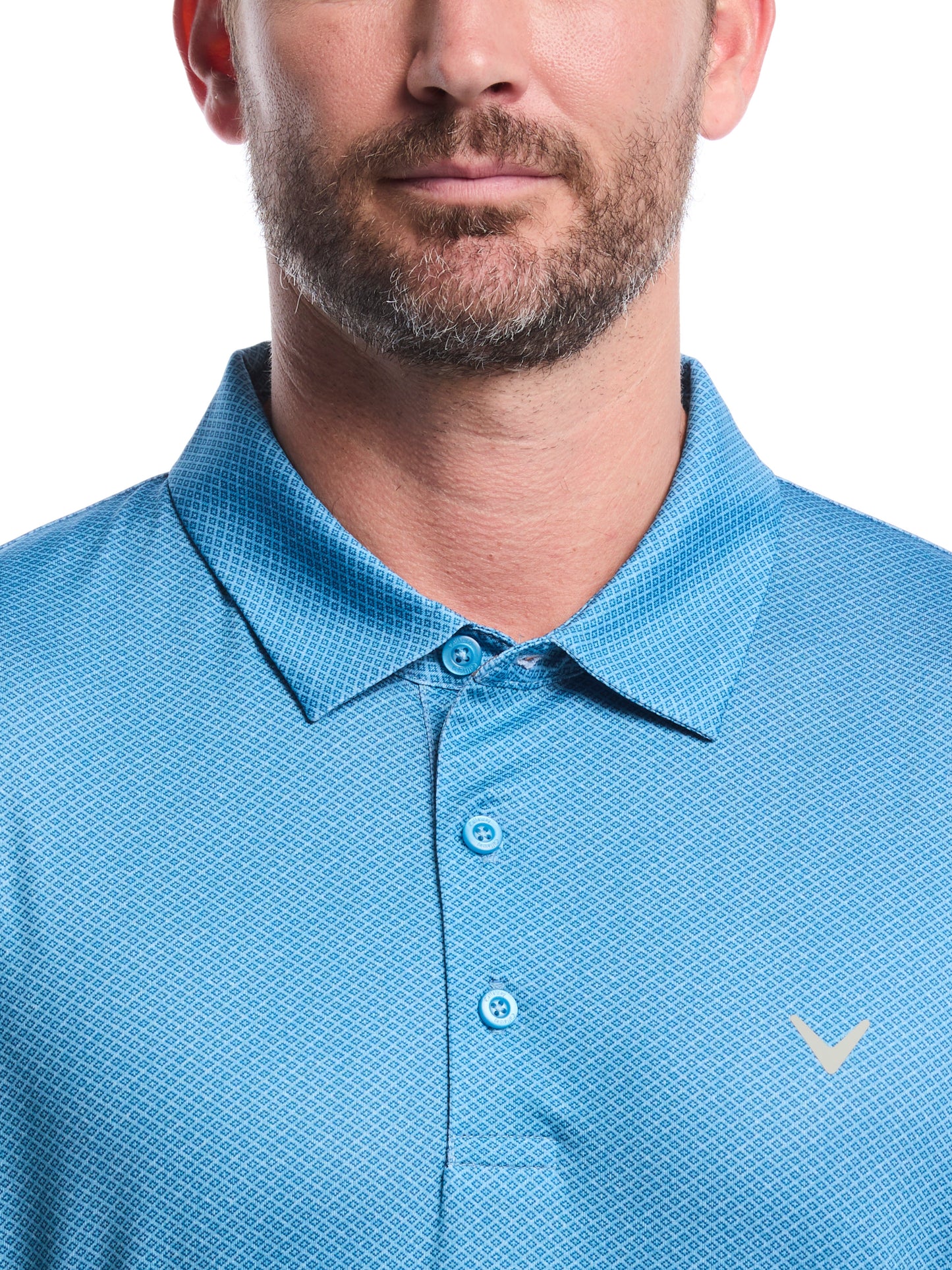 Callaway Mens Heather Geo Print Golf Polo