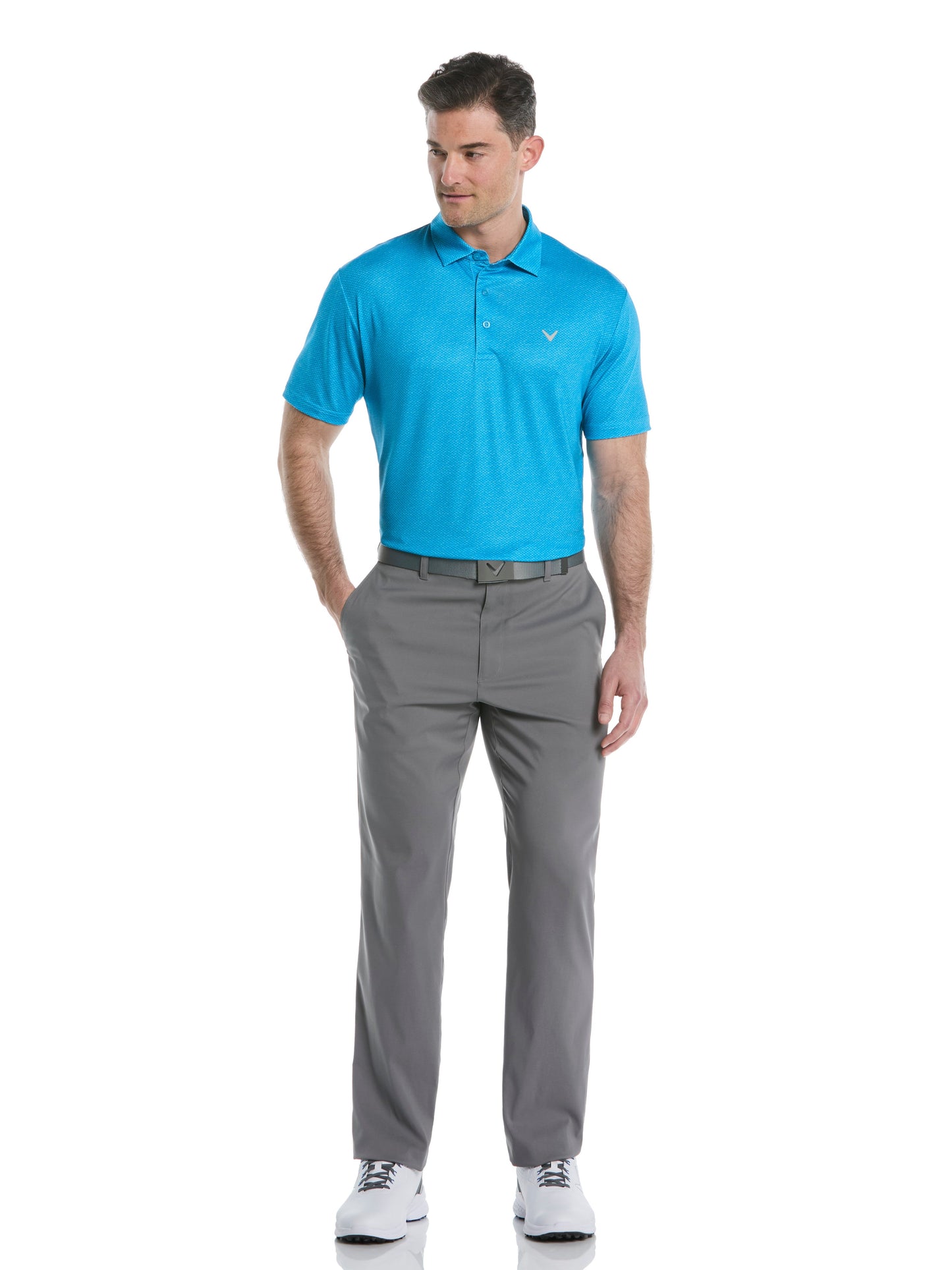 Callaway Mens Heather Geo Print Golf Polo