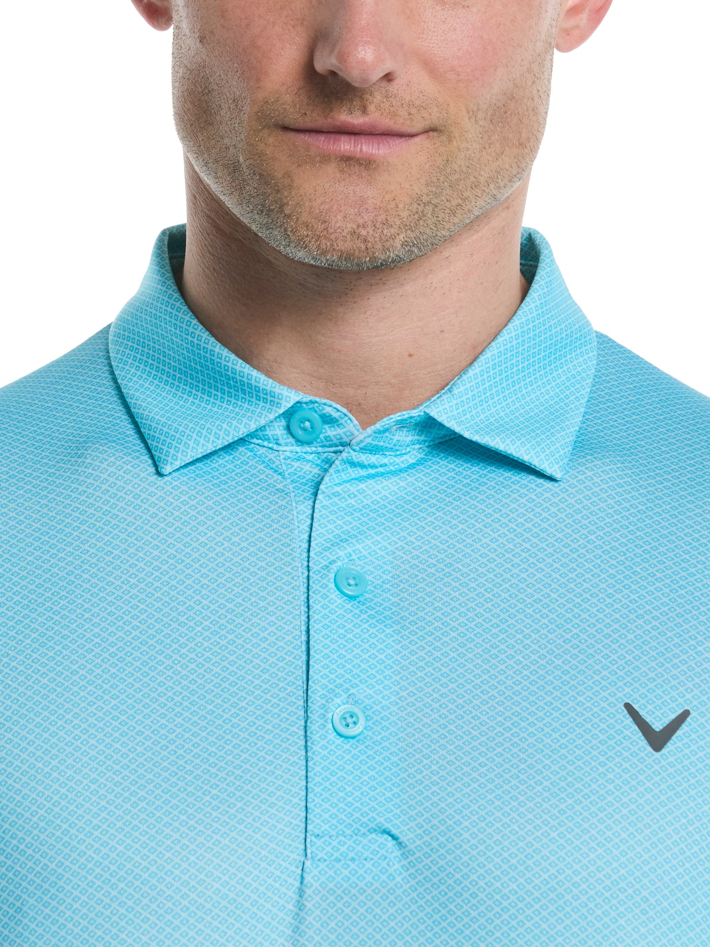 Callaway Mens Heather Geo Print Golf Polo