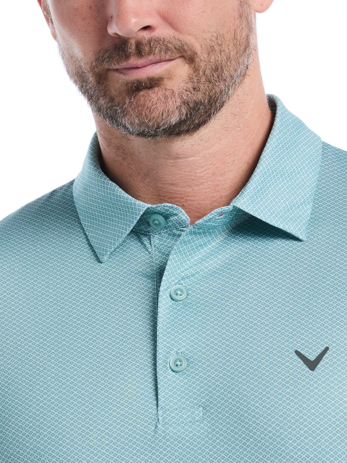 Callaway Mens Heather Geo Print Golf Polo