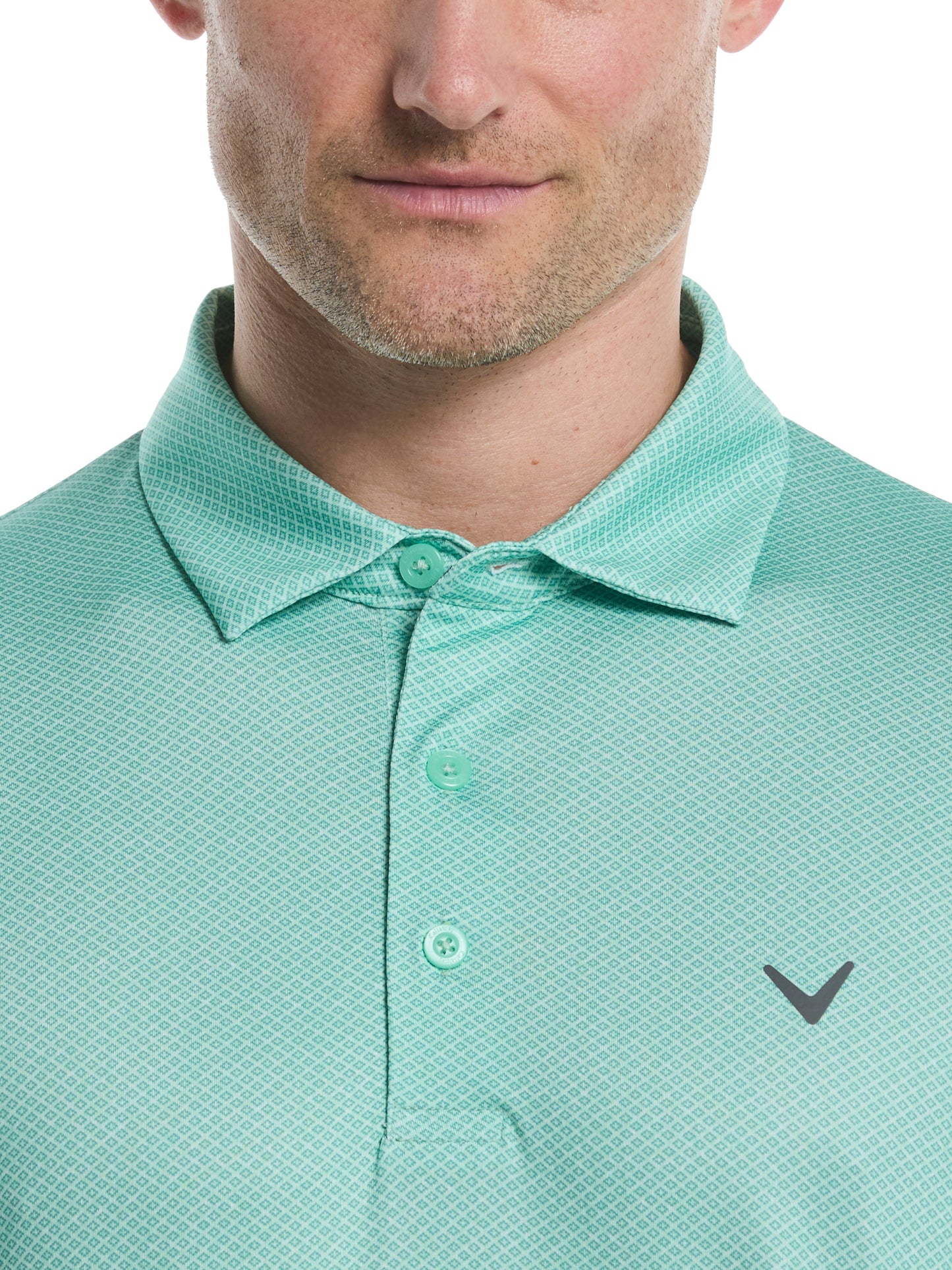 Callaway Mens Heather Geo Print Golf Polo