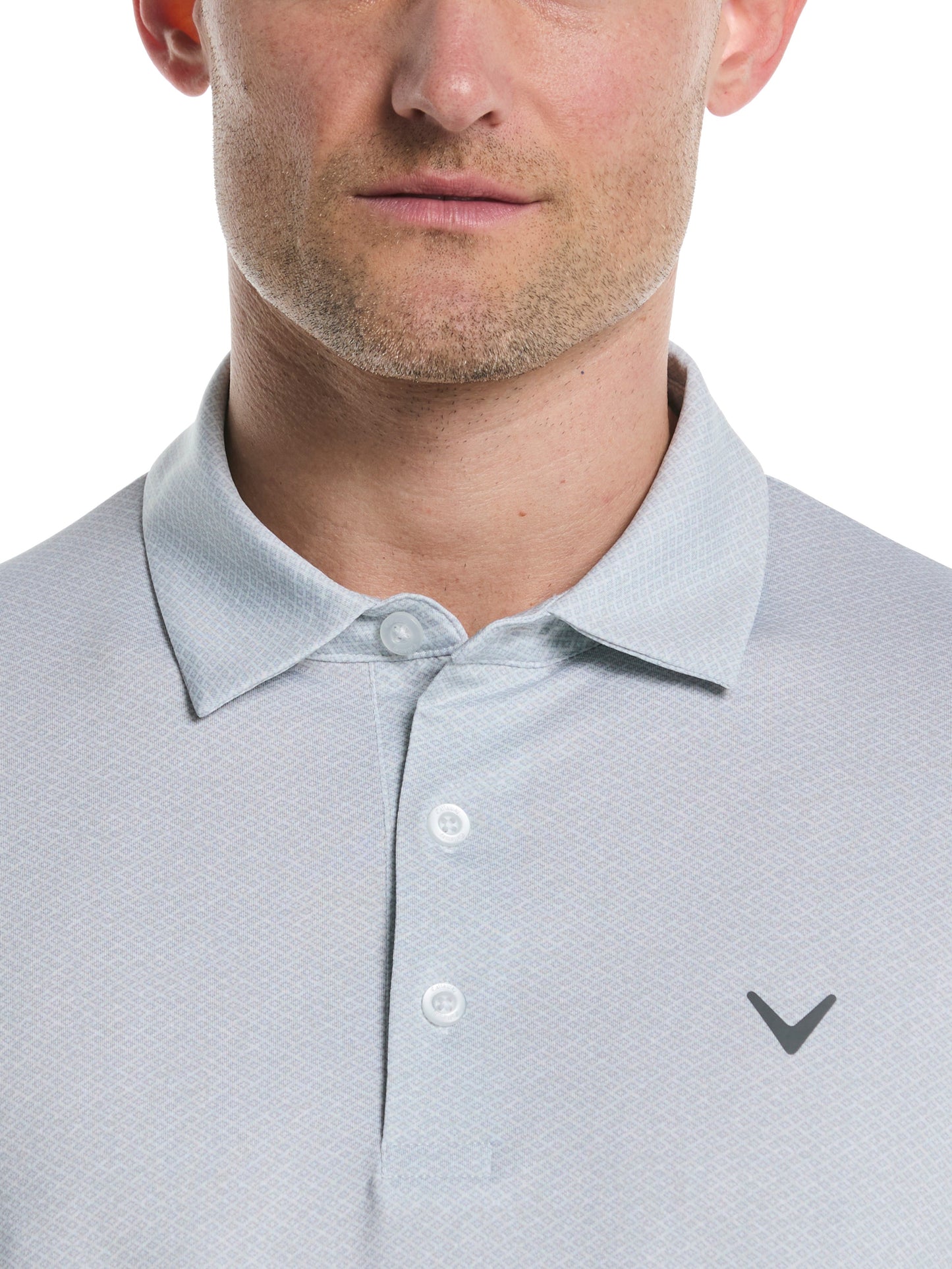 Callaway Mens Heather Geo Print Golf Polo