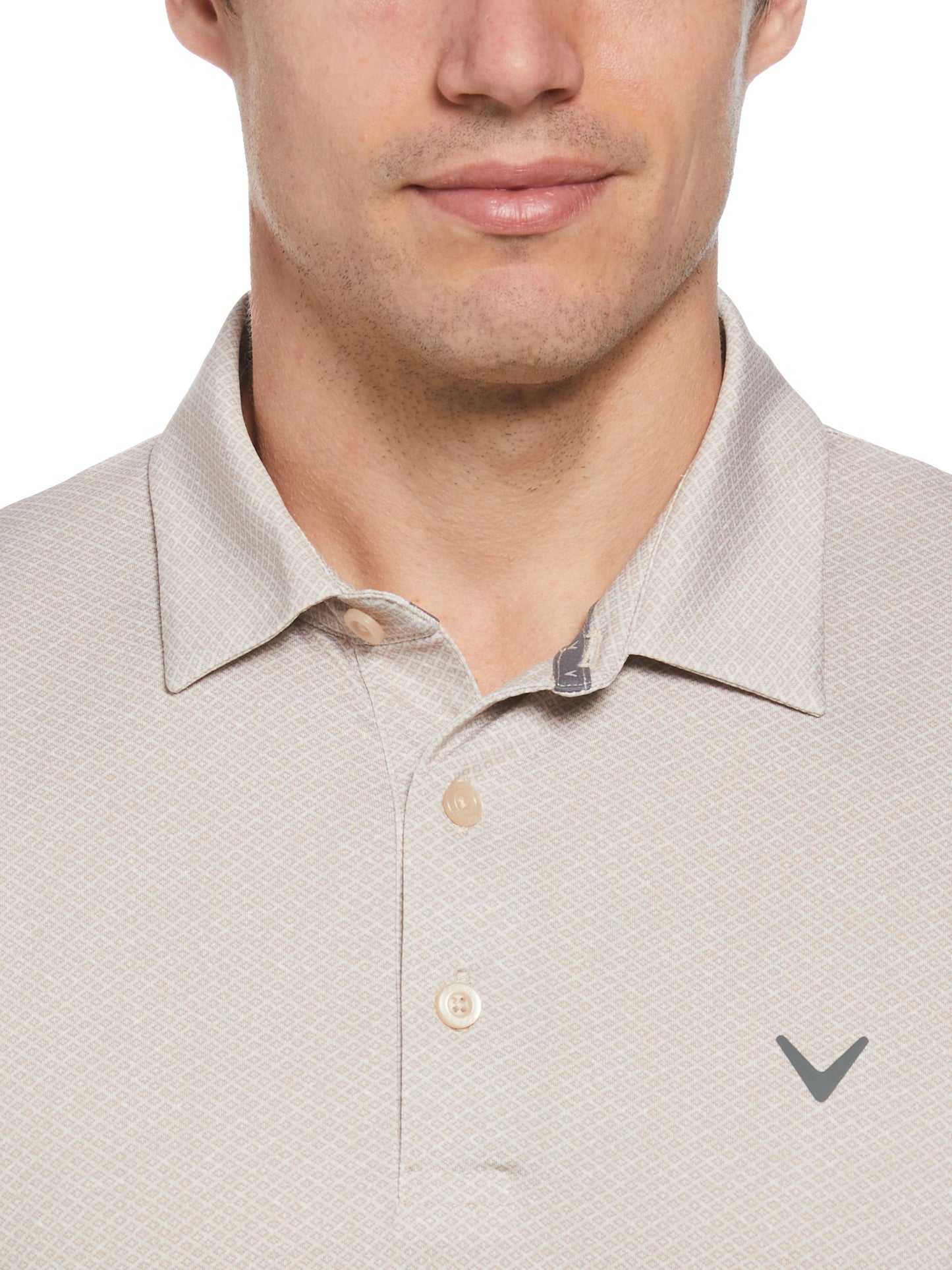 Callaway Mens Heather Geo Print Golf Polo