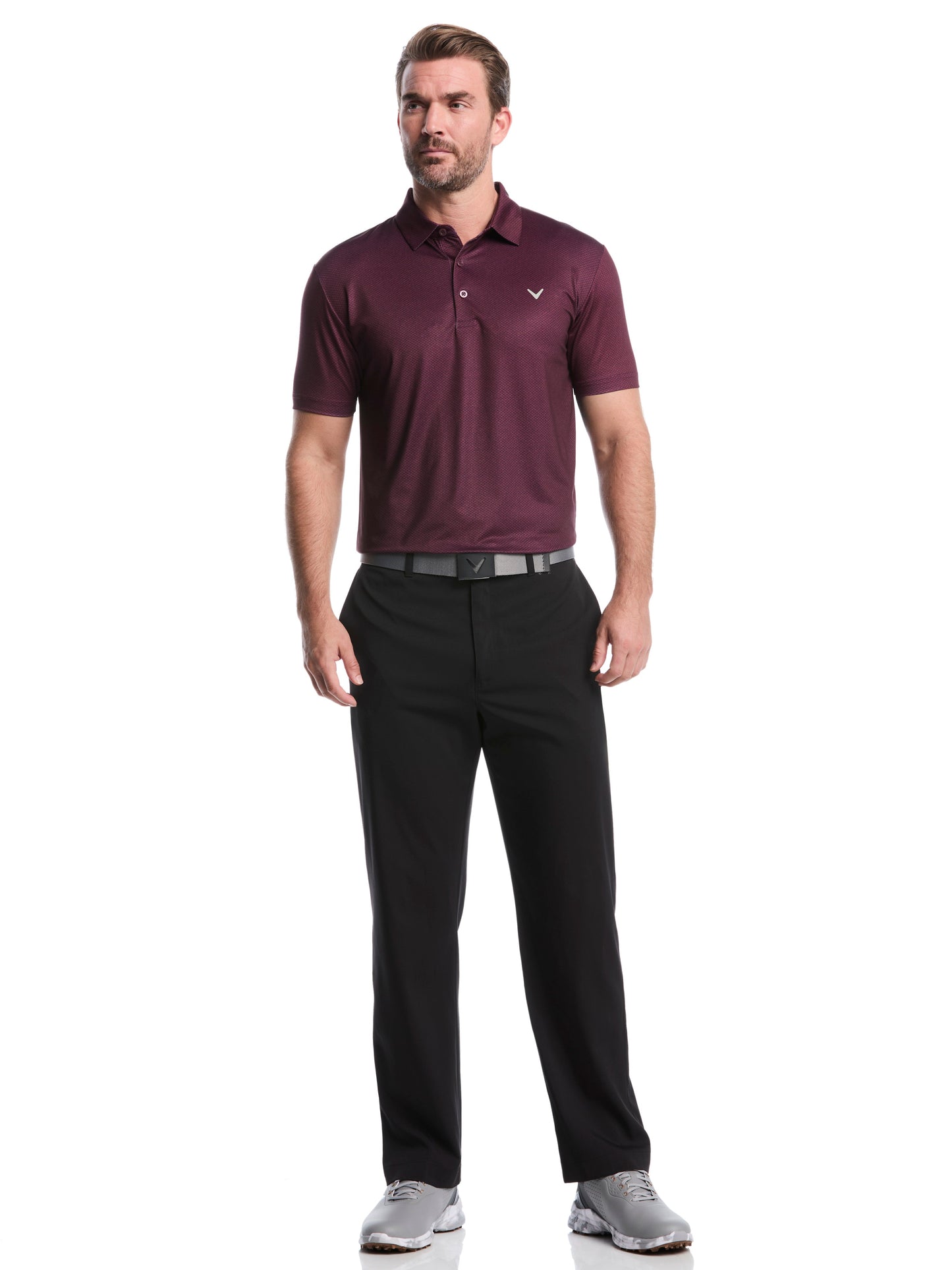 Callaway Mens Heather Geo Print Golf Polo