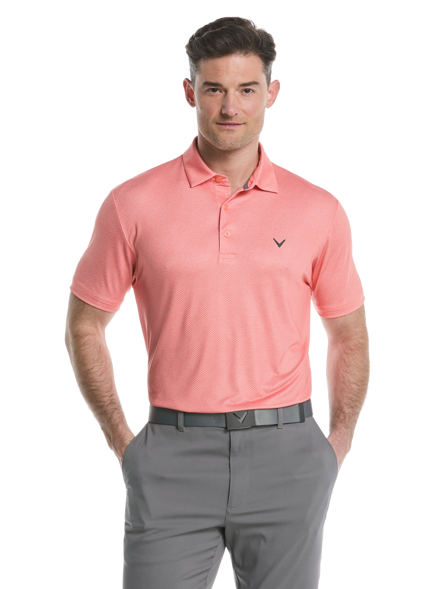 Heather Geo Print Golf Polo (Latte) 
