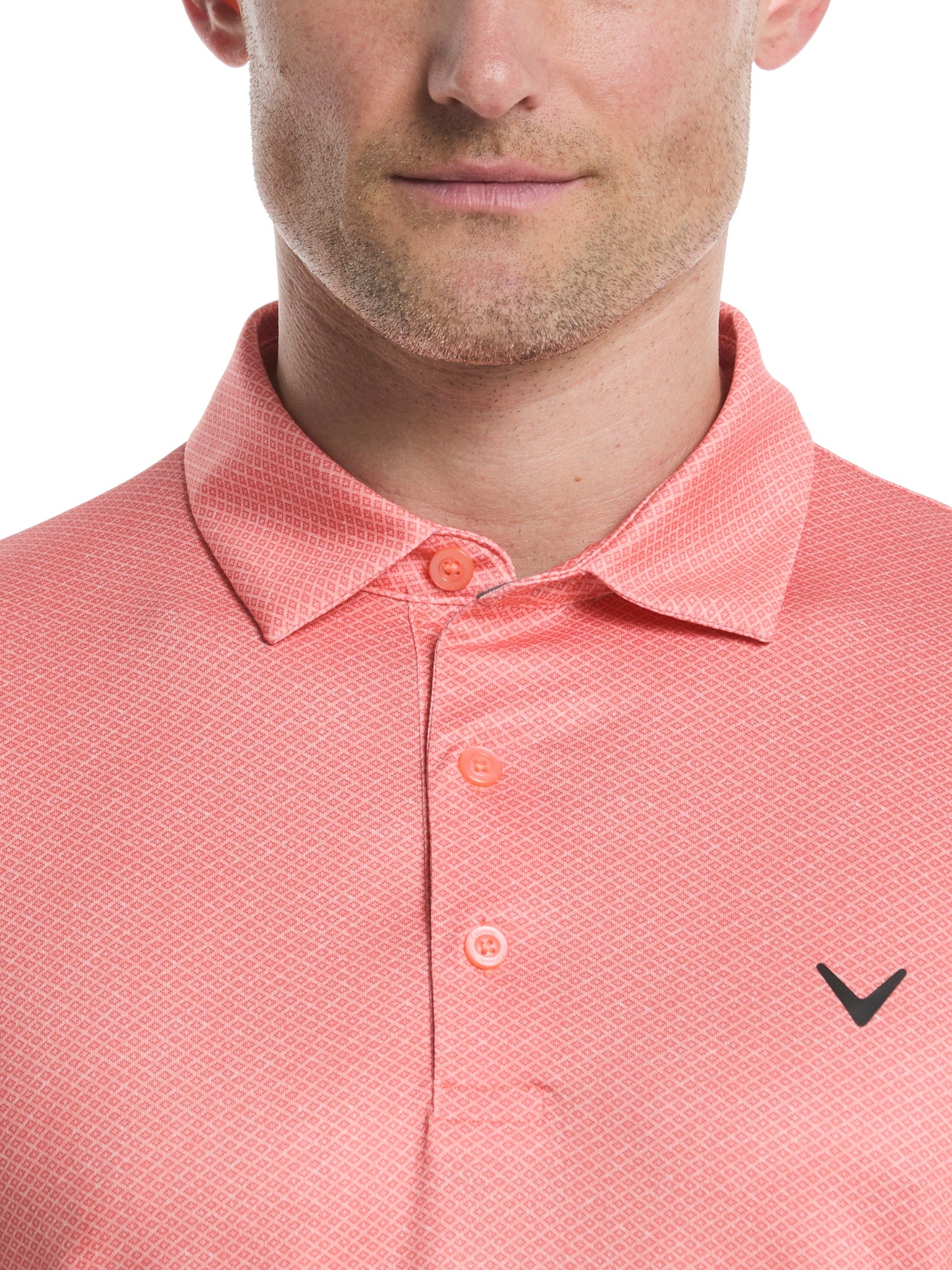 Callaway Mens Heather Geo Print Golf Polo