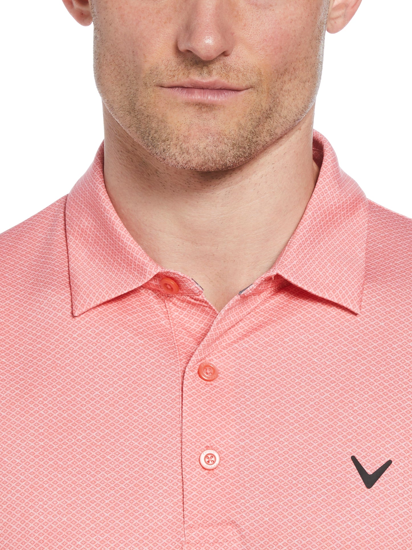 Callaway Mens Heather Geo Print Golf Polo
