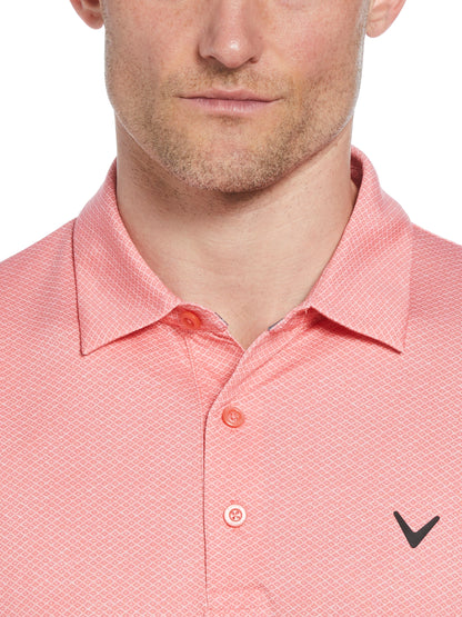 Callaway Mens Heather Geo Print Golf Polo