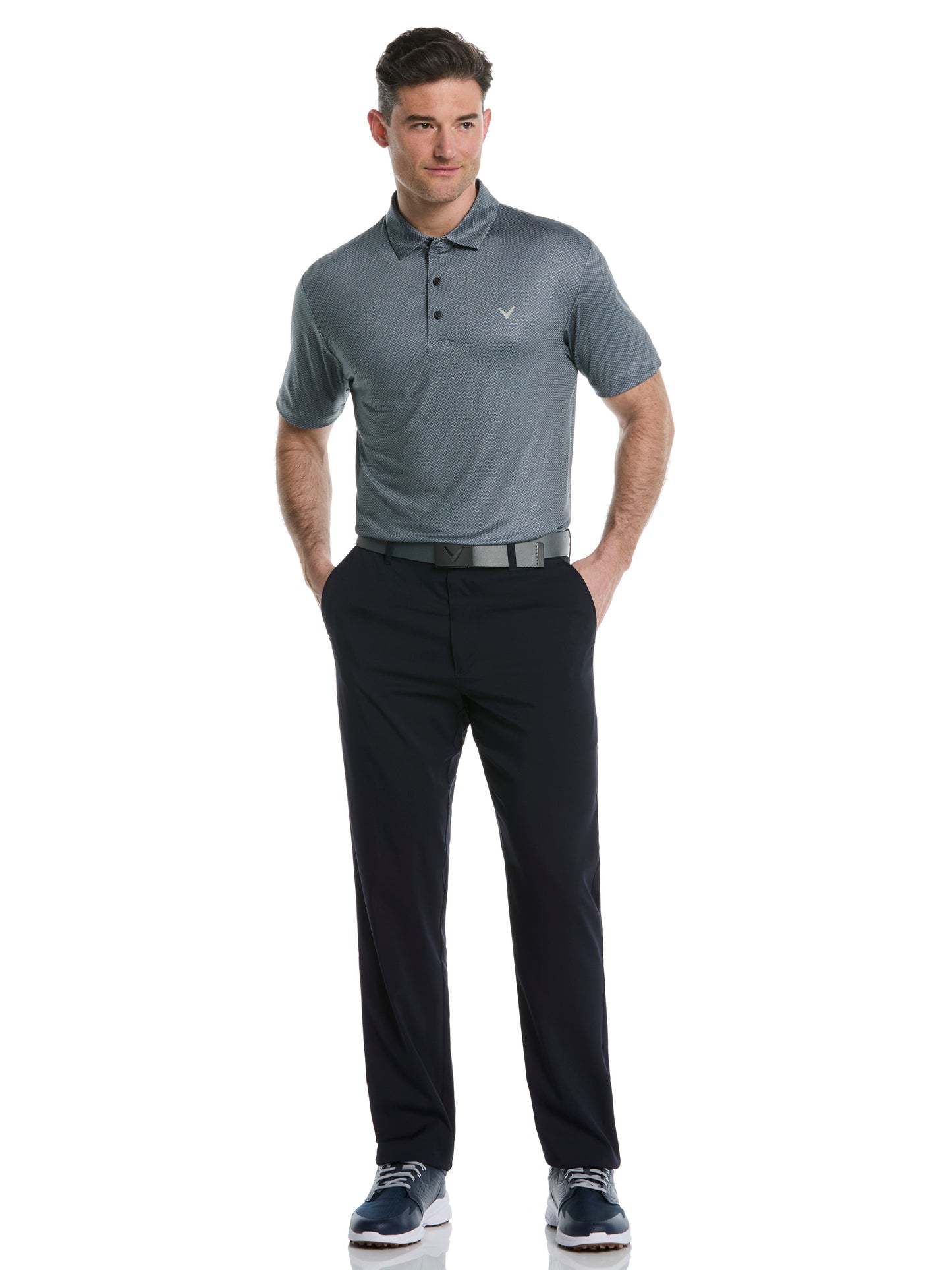 Callaway Mens Heather Geo Print Golf Polo