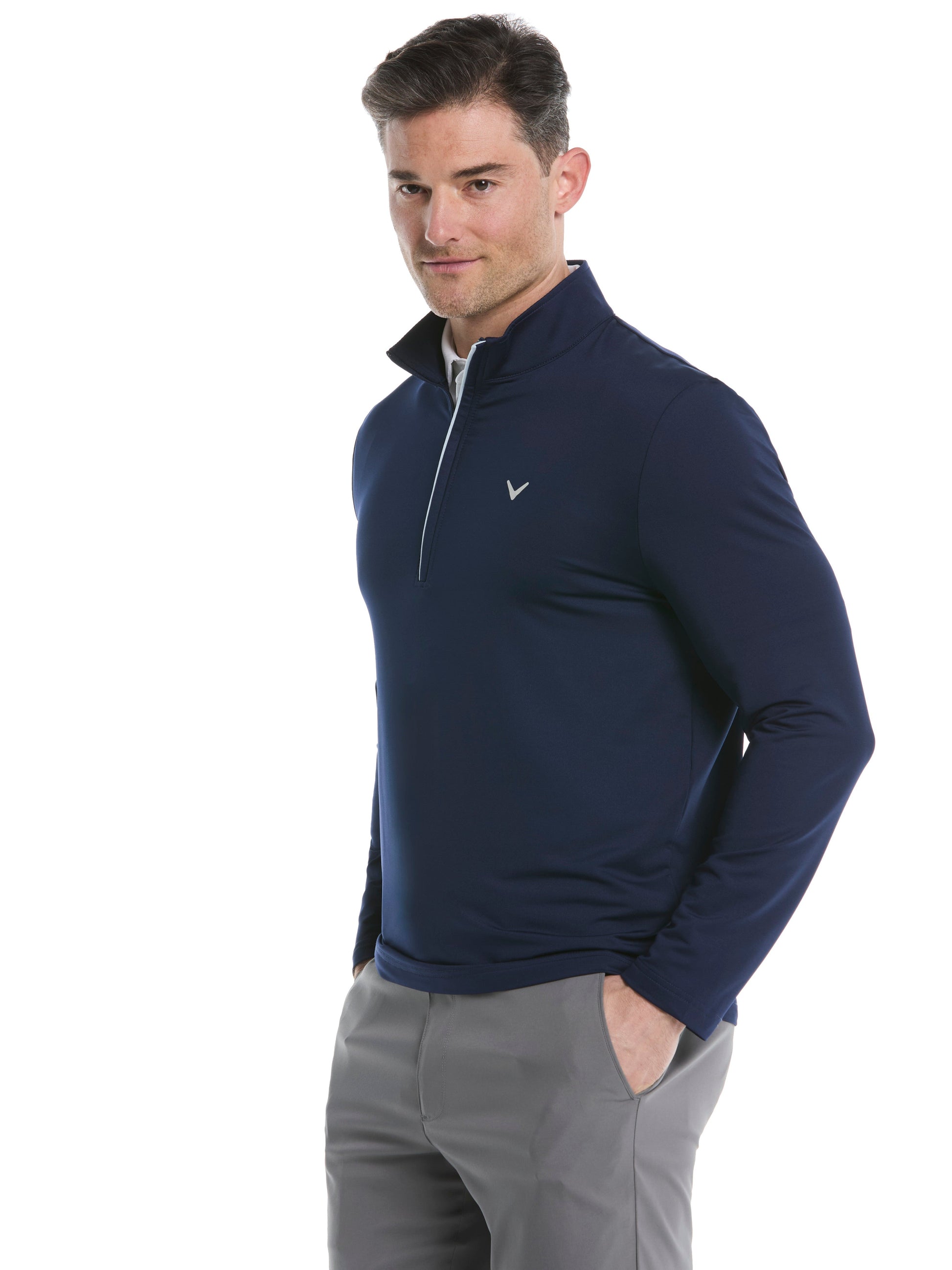 Mens Solid Sun 1/4 Zip Pullover (Green Ash) 
