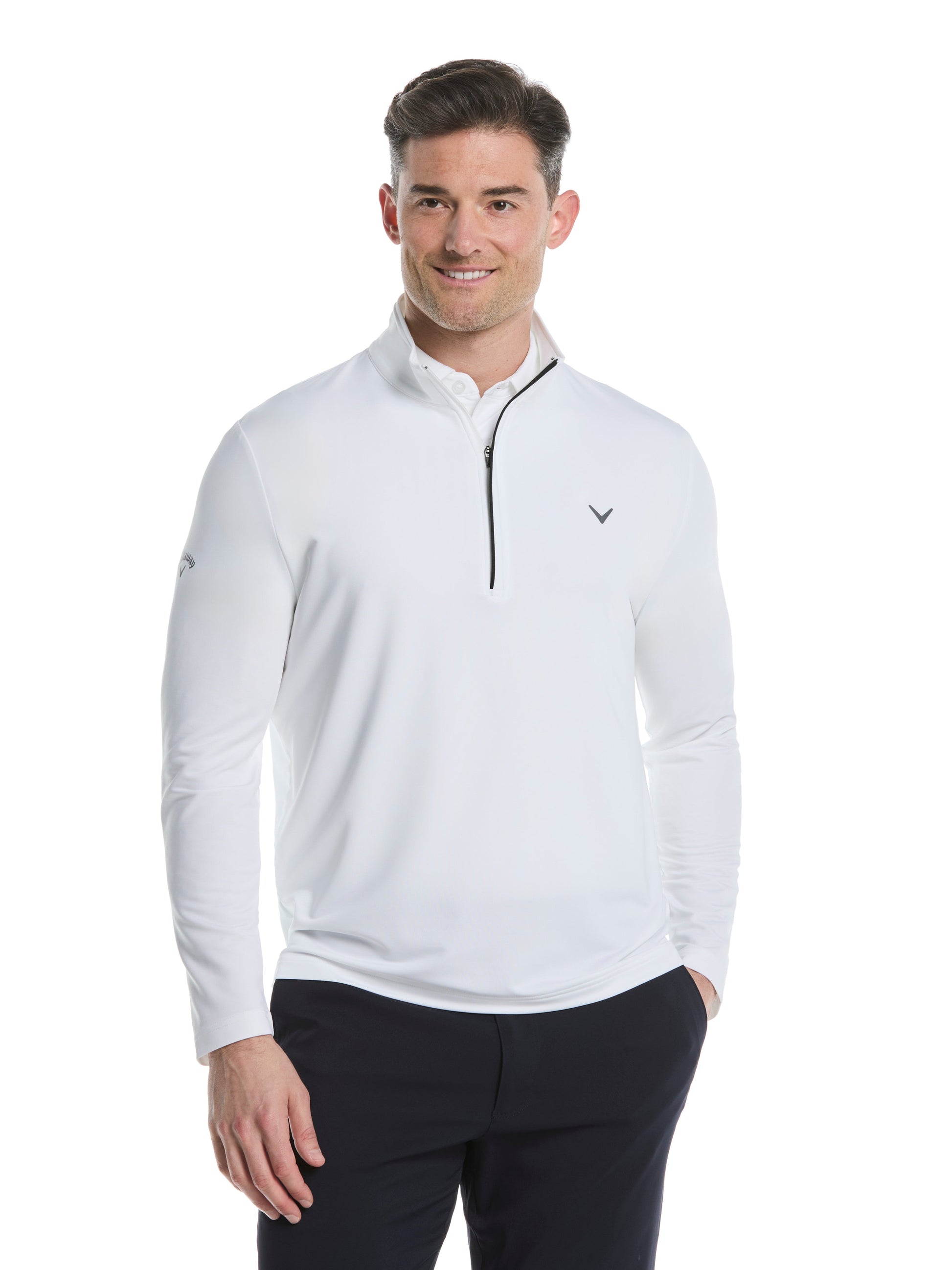 Mens Solid Sun 1/4 Zip Pullover (Caviar) 